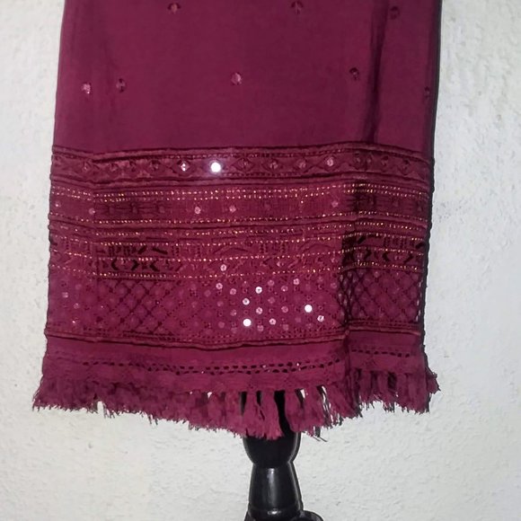Chelsea & Violet Sleeveless Burgundy Fringe Dress - Picture 8 of 8